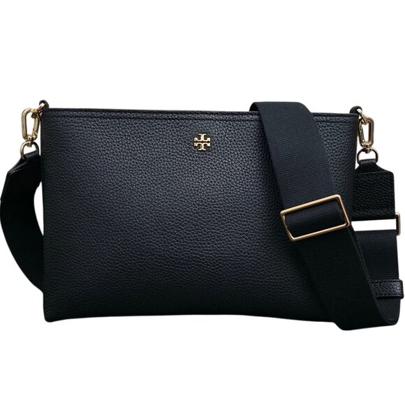 Tory Burch Blake Swingpack Black Pebbled Leather Crossbody Shoulder‎ Bag - Picture 1 of 9